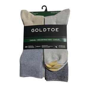 Gold Toe Goldtoe Mens Shoe Size 6-12.5 Casual Ribbed Crew Socks 6 Pack AquaFX